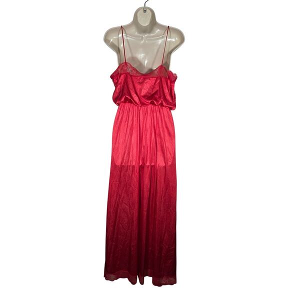 Vtg Flair Lingerie Union Made Maxi Slip Dress Romantic Valentines Lace Large - Picture 7 of 7